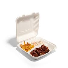 MP3 3 Compartent Bagasse Meal Box 200pcs